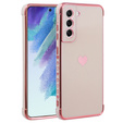 Case for Samsung Galaxy S21 FE, Electro heart, pink rose gold