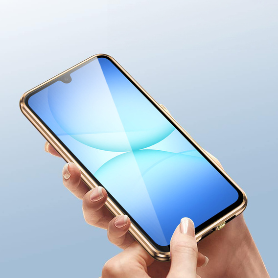 Case for Samsung Galaxy A17 5G, Magnetic Dual Glass, transparent with gold sides