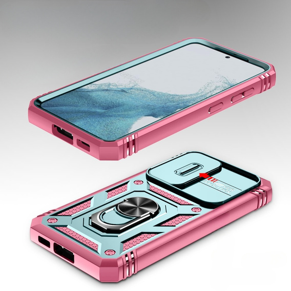 Case for Samsung Galaxy S23, CamShield Slide, green / pink