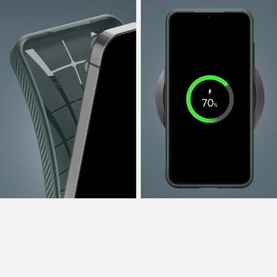 Spigen case for Samsung Galaxy S24, Liquid Air, green + 9H Tempered Glass