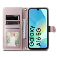Flip case for Samsung Galaxy A16, Rhombus Crossbody Leather, pink rose gold