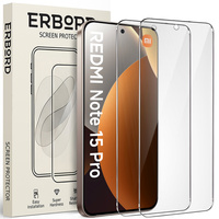 2x ERBORD 9H Hard Glass Tempered Glass for Xiaomi Redmi Note 15 Pro 4G