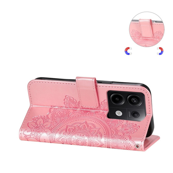 Flip case for Xiaomi Redmi Note 13 Pro 5G, Mandala, pink rose gold