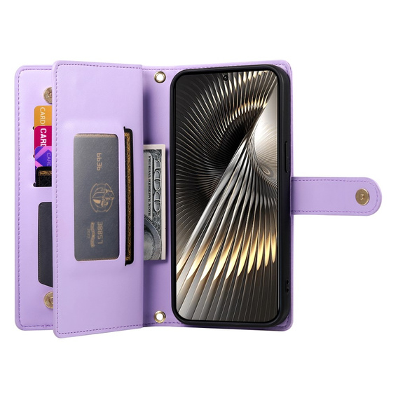 Flip case for Xiaomi Poco X7 Pro 5G, Wallet Zipper Pocket, purple