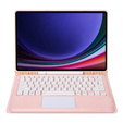 Case + keyboard Samsung Galaxy Tab S9+, Leather Pen Slot TouchPad, pink rose gold