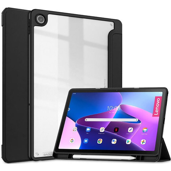 Case for Lenovo Tab M10 Plus 10.6 Gen 3 TB-125F TB-128F, Smartcase Hybrid, with stylus space, black