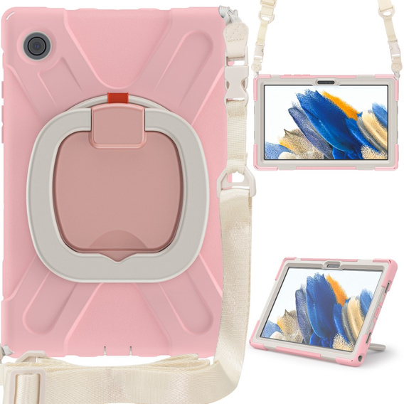 Children's case for Samsung Galaxy Tab A8 10.5 SM-X200 SM-X205, armored with strap, blue