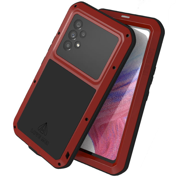 Love Mei Case for Samsung Galaxy A53 5G, armored with glass, red