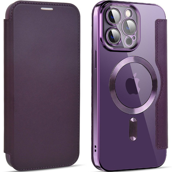 Flip case for iPhone 14 Pro Max, RFID Wallet MagSafe CamShield, purple