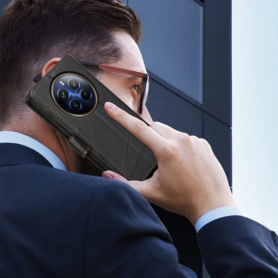 Case with flap for Realme 12 Pro 5G / 12 Pro+ 5G, Leather Line Wallet, black