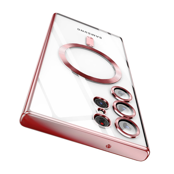 Case for Samsung Galaxy S24 Ultra, Electro MagSafe, pink rose gold + Full Glue Ceramic Glass