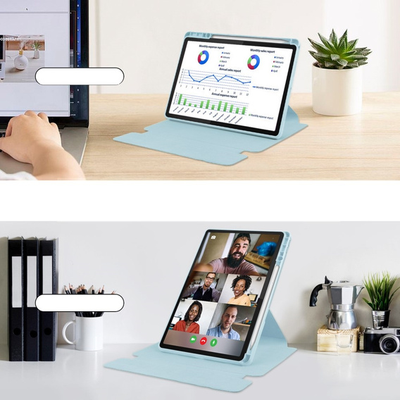 Keyboard case for Lenovo Tab M11, Rotary 360° Leather, light blue