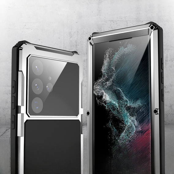 Case for Samsung Galaxy S22 Ultra, R-JUST, armoured, silver