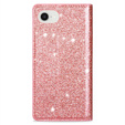Flap case for iPhone 16E, Card Slot Glittery, pink
