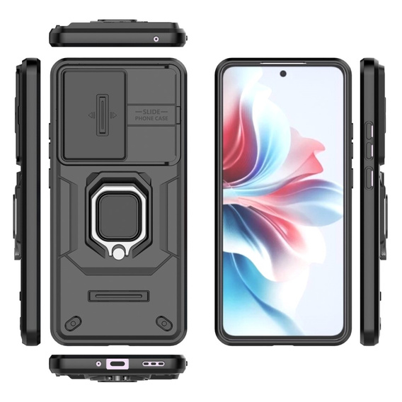 Case for Oppo Reno 11F 5G, KickStand Camera Lens, black
