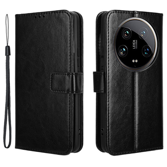 Flip case for Xiaomi 14 Ultra, Crazy Horse Wallet, black