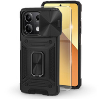 Armored Case for Xiaomi Redmi Note 13 5G, CamShield Slide, black + Tempered Glass 9H