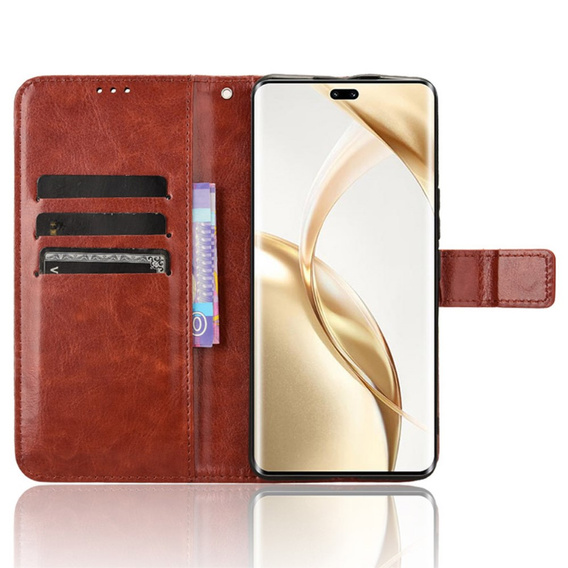 Flip case for Honor 200 Pro 5G, Crazy Horse Wallet, brown