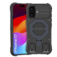 Case for iPhone 17, for MagSafe, armoured with stand, black