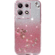 Case for Infinix Note 30 5G, Glitter Flower, pink rose gold