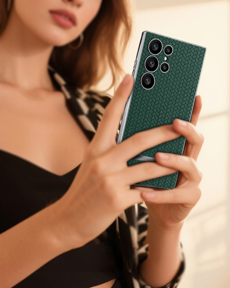 Case for Samsung Galaxy S23 Ultra, GKK Woven Leather, green