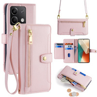 Flip case for Xiaomi Redmi Note 13 5G, Wallet Zipper Pocket, pink