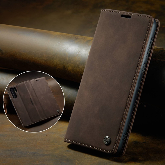 CASEME case for Huawei P30 Pro, Leather Wallet Case, dark brown