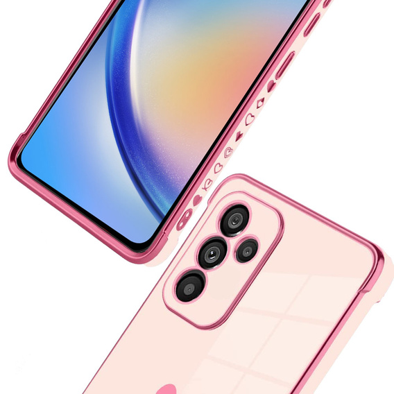 Case for Samsung Galaxy A34 5G, Electro heart, pink rose gold