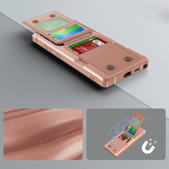 Case for Samsung Galaxy S25 Ultra, Card Holder Kickstand, pink