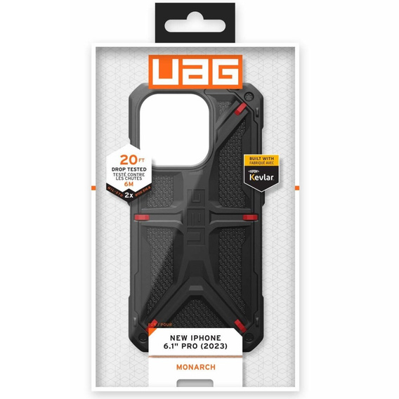 Case Urban Armor Gear for iPhone 15 Pro, Monarch, Kevlar black