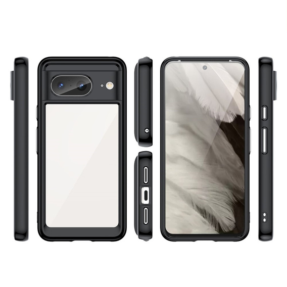 Case for Google Pixel 8, Fusion Hybrid, with camera protection, transparent / black