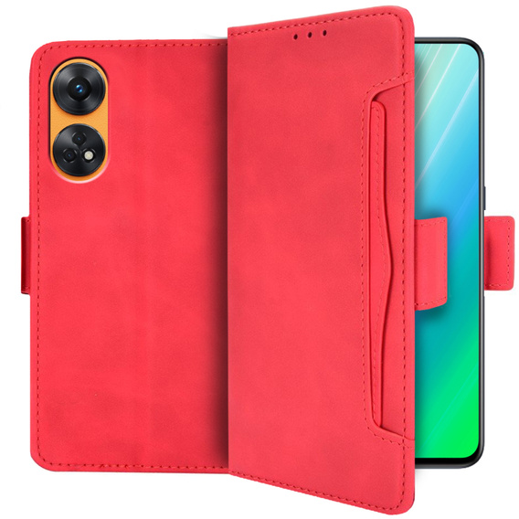 Flip case for Oppo Reno8 T, Card Slot, red