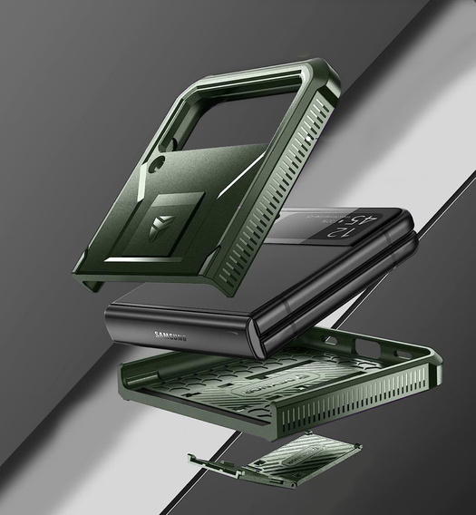 Armored Case for Samsung Galaxy Z Flip 4 5G, Dexnor Clip Holder, green