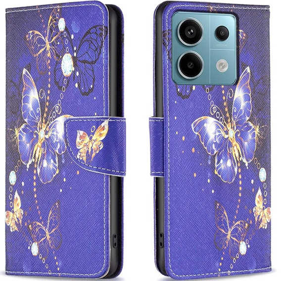 Flip case for Xiaomi Redmi Note 13 Pro 5G, Wallet, Butterflies purple