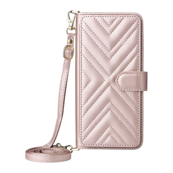 Crossbody Leather Wallet flip case for Xiaomi Redmi A5, pink
