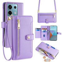Flip case for Xiaomi Redmi Note 13 Pro 5G, Wallet Zipper Pocket, purple