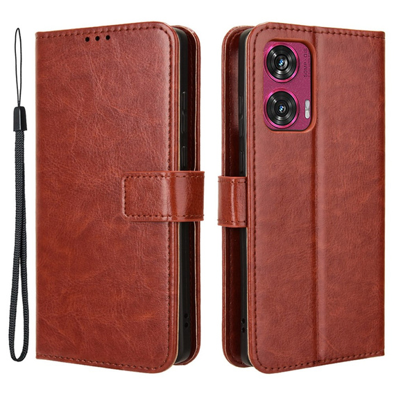 Flip case for Motorola Edge 50 Fusion 5G, Crazy Horse Wallet, brown