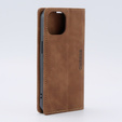 Case for iPhone 15, ERBORD Vintage, wallet with flap, brown