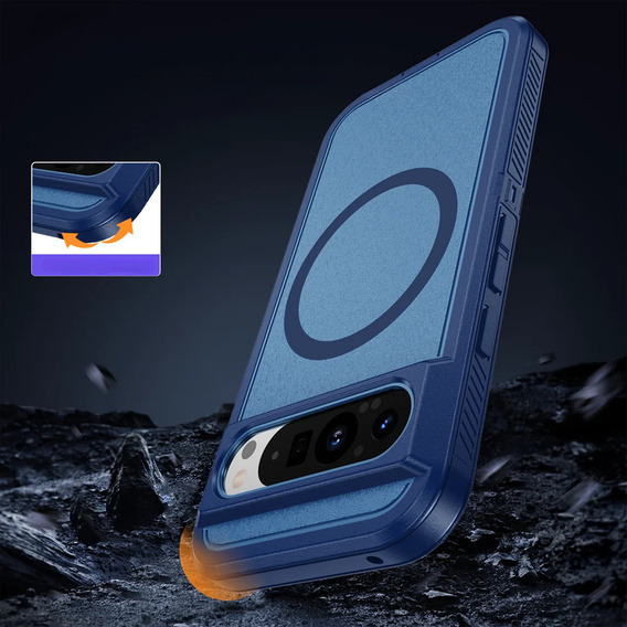 Case with frame for Google Pixel 9 / Google Pixel 9 Pro, for MagSafe, blue