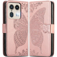 Flip case for Motorola Edge 50 Ultra, Butterfly, pink rose gold