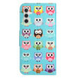 Flip case for Samsung Galaxy M15 5G, Wallet, Owls blue