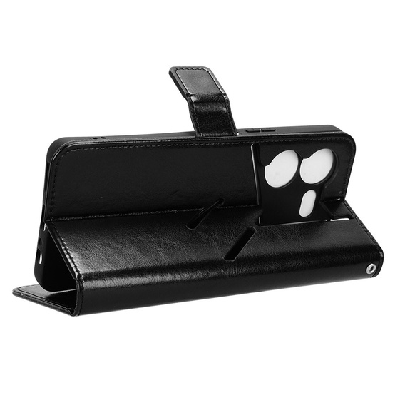 Flip case for Tecno Pova 5 Pro 4G, Crazy Horse Wallet, black