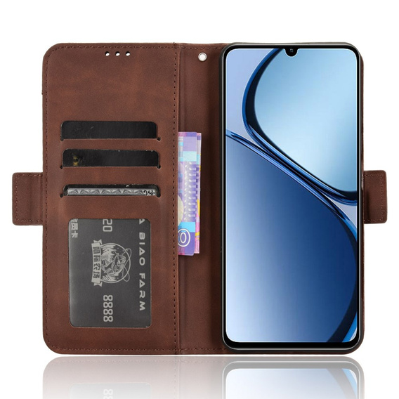 Flip case for Realme C61, Card Slot, brown