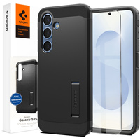 Spigen case for Samsung Galaxy S25+ Plus, Tough Armor Mag MagSafe, black + 9H Tempered Glass