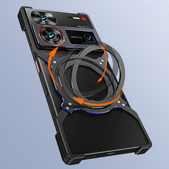 Case for ZTE nubia Z60 Ultra, Kickstand Bumper, with lens cover, for MagSafe, black / red