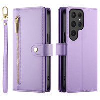 Flip case for Samsung Galaxy S25 Ultra, Wallet Zipper Pocket, purple