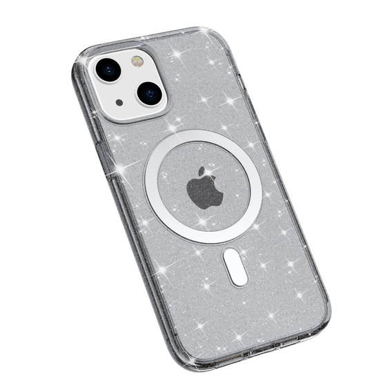 Case for iPhone 14 Plus, Glittery, for MagSafe, black