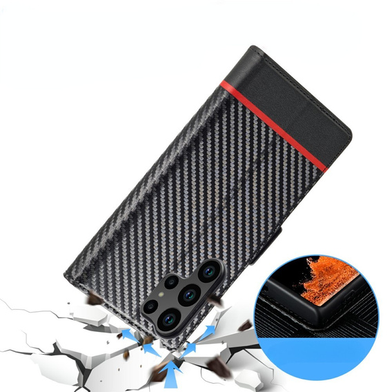 Flap case for Samsung Galaxy S25 Ultra, Carbon LC.IMEEKE, black