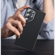 BENKS Kevlar Case for Samsung Galaxy S25, for MagSafe, Carbon Fiber, black
