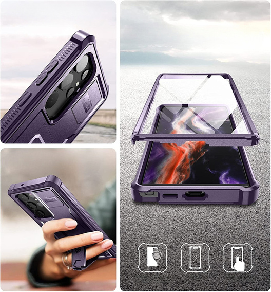 Armored case for Samsung Galaxy S23 Ultra, Dexnor Full Body (Two Frames), purple